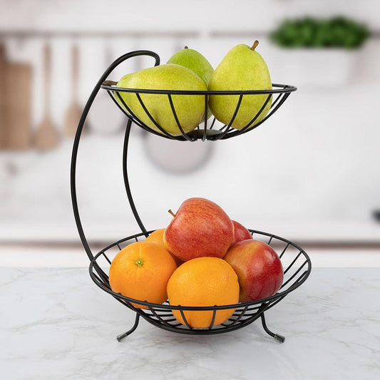 Black Two Tier Fruit Bowl