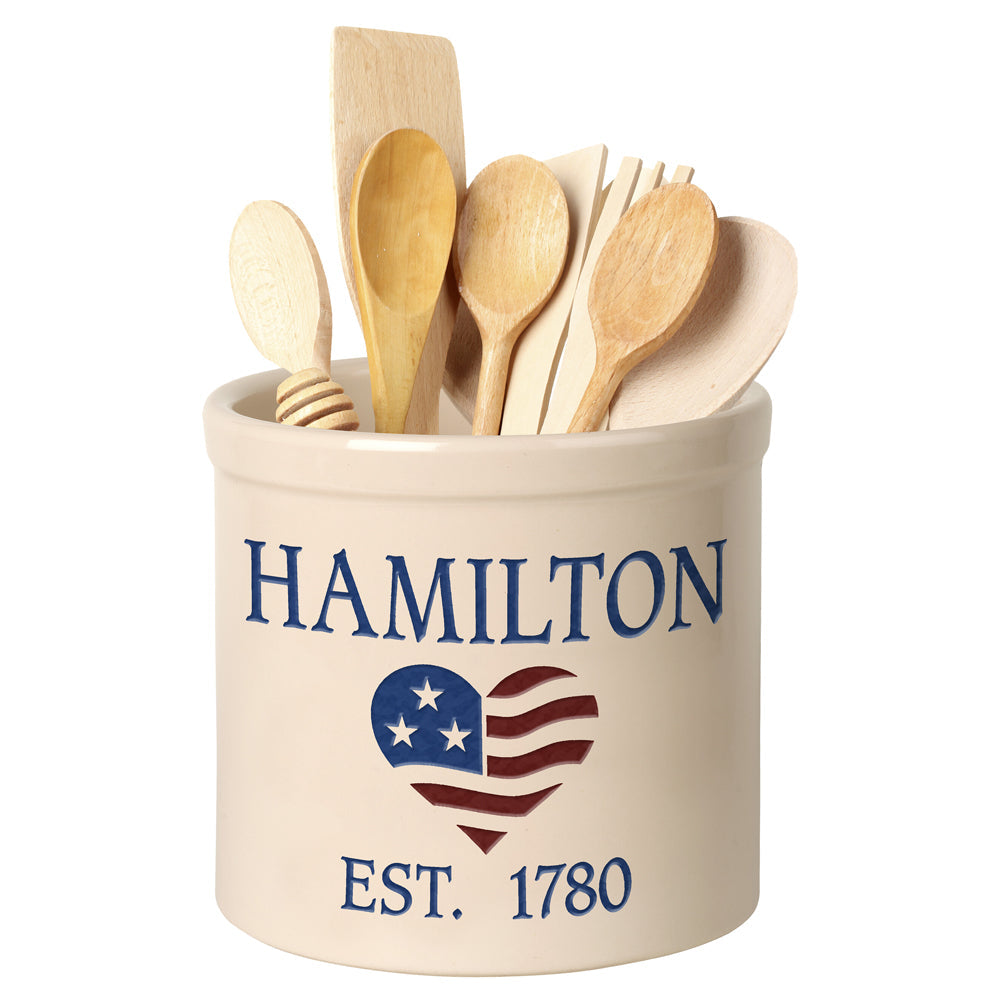 Personalized Heart Flag Crock